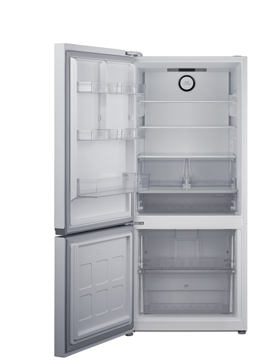 Frost-free ENERGY STAR certified bottom freezer refrigerator in a classic white finish and counter depth fit